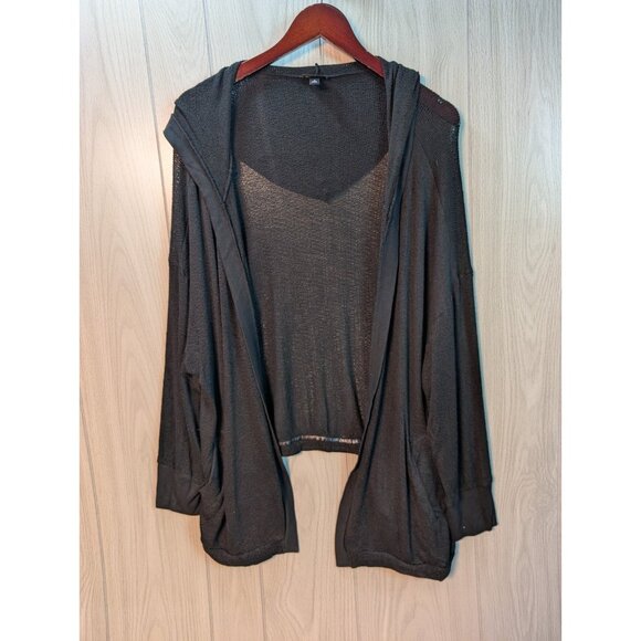 Torrid Black Hooded Drape Cardigan Womens Plus Sz 3 Long Sleeve Open Thin - Picture 1 of 5